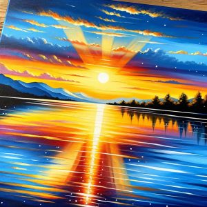 How to Draw a Sunset Lake with Acrylic Paint for Beginners