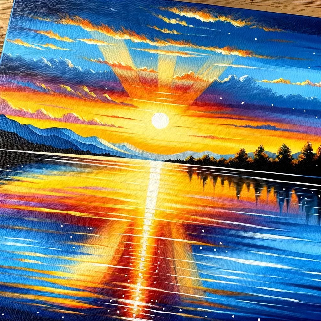 How to Draw a Sunset Lake with Acrylic Paint for Beginners