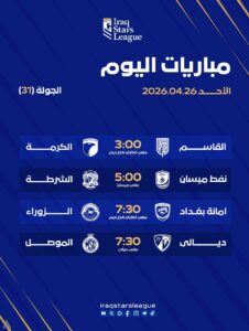 ابرزها الشرطة ونفط ميسان… أربع مواجهات في منافسات دوري نجوم العراق اليوم