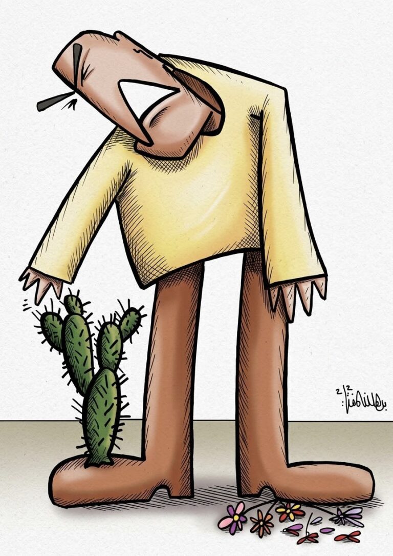 كاريكاتير للفنان برهان المفتي